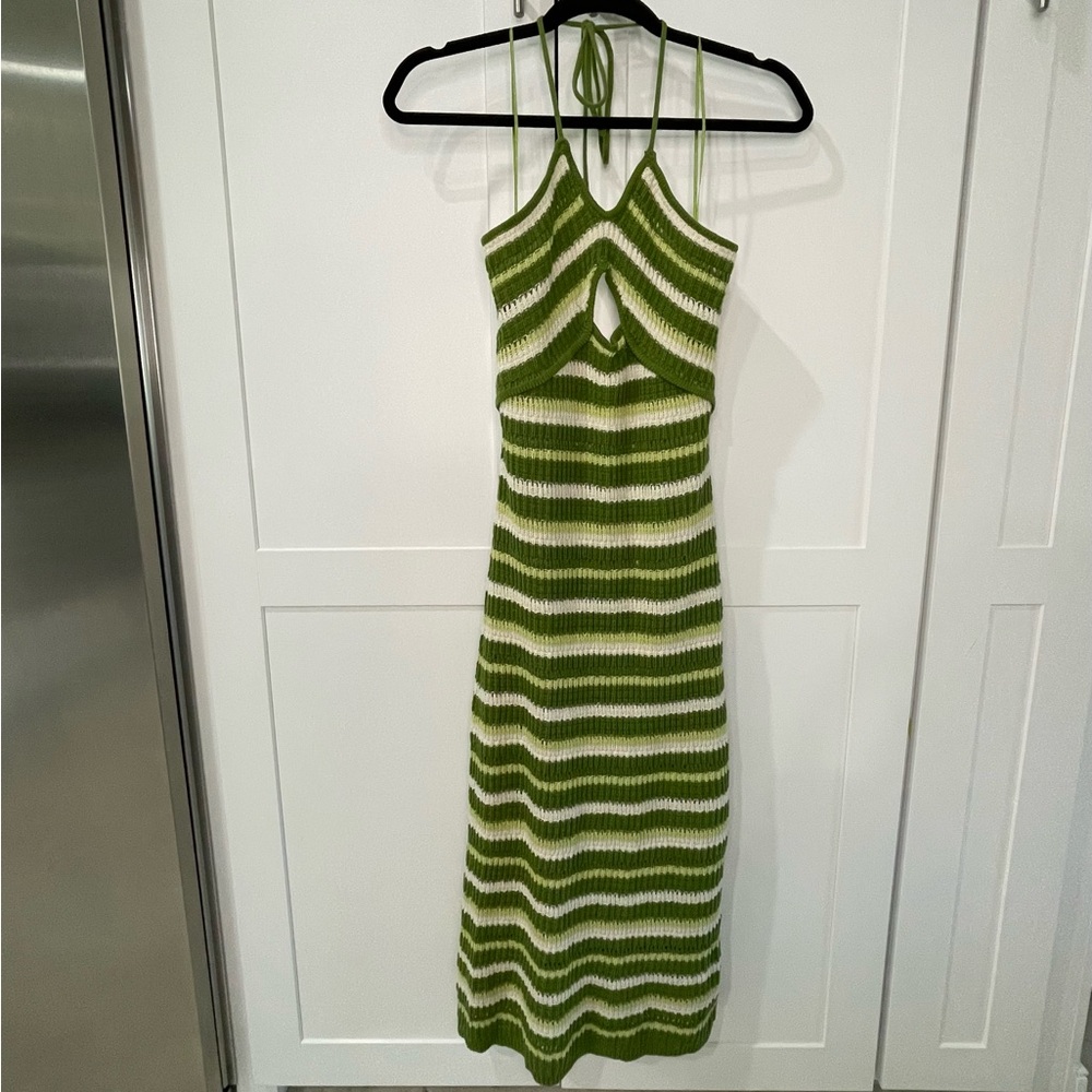 NEW Sincerely Jules Green and White Striped Knit Dress